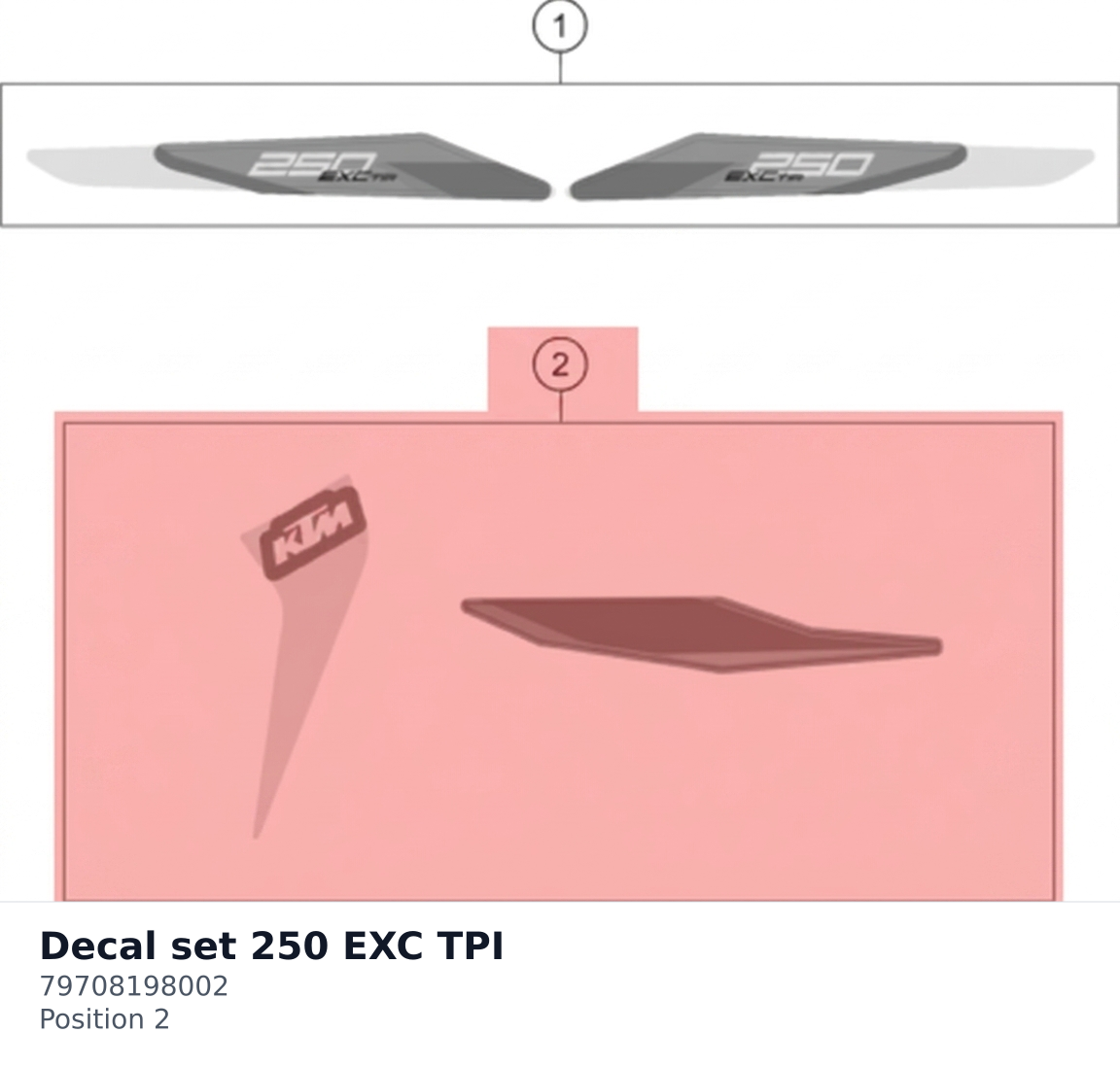 Diagram preview: Decal set 250 EXC TPI (79708198002)