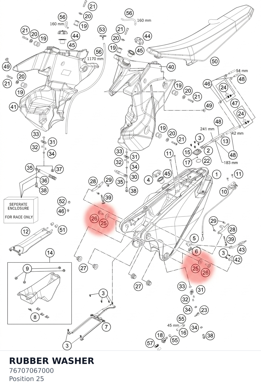 Diagram preview: RUBBER WASHER (76707067000)