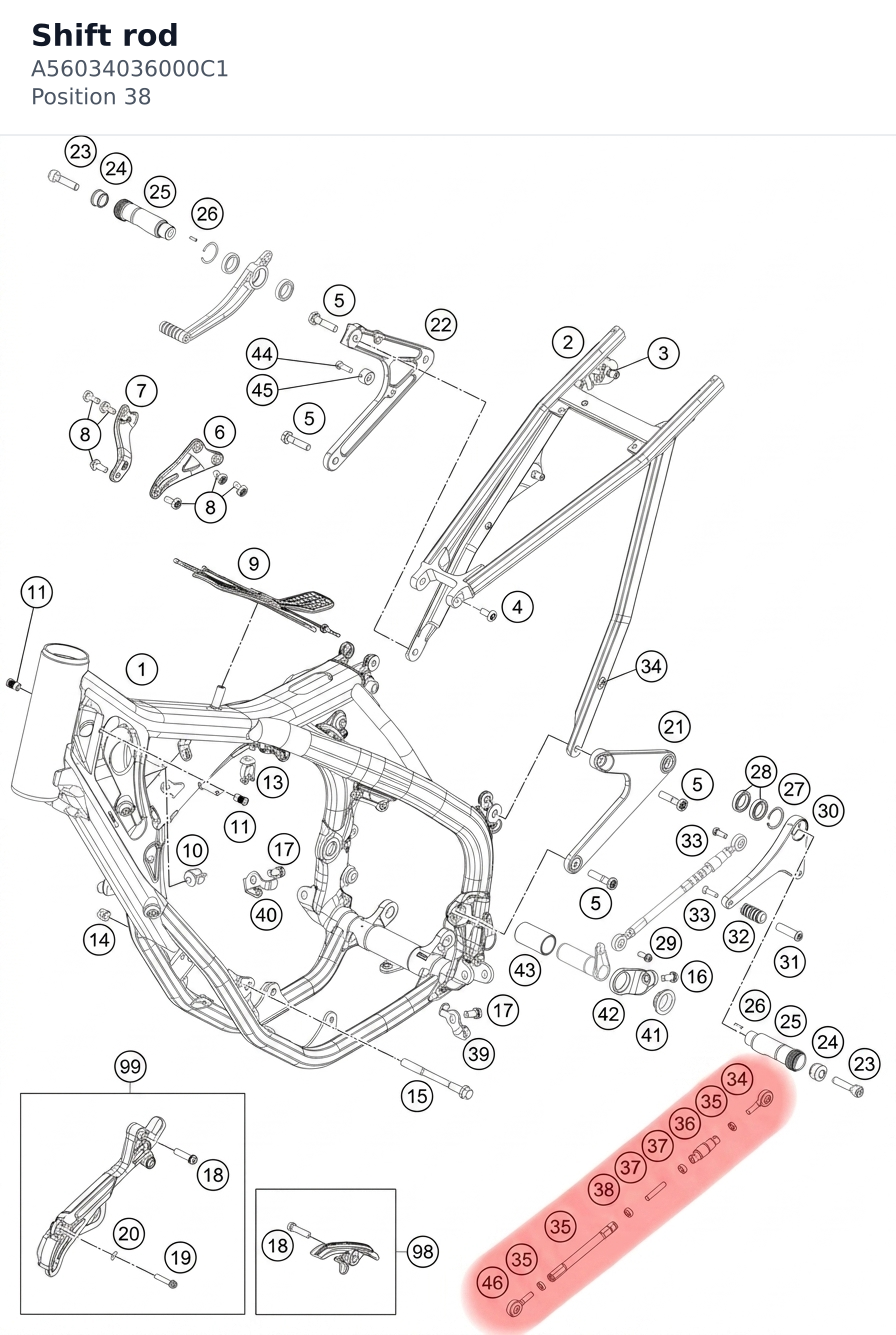 Diagram preview: Shift rod (A56034036000C1)