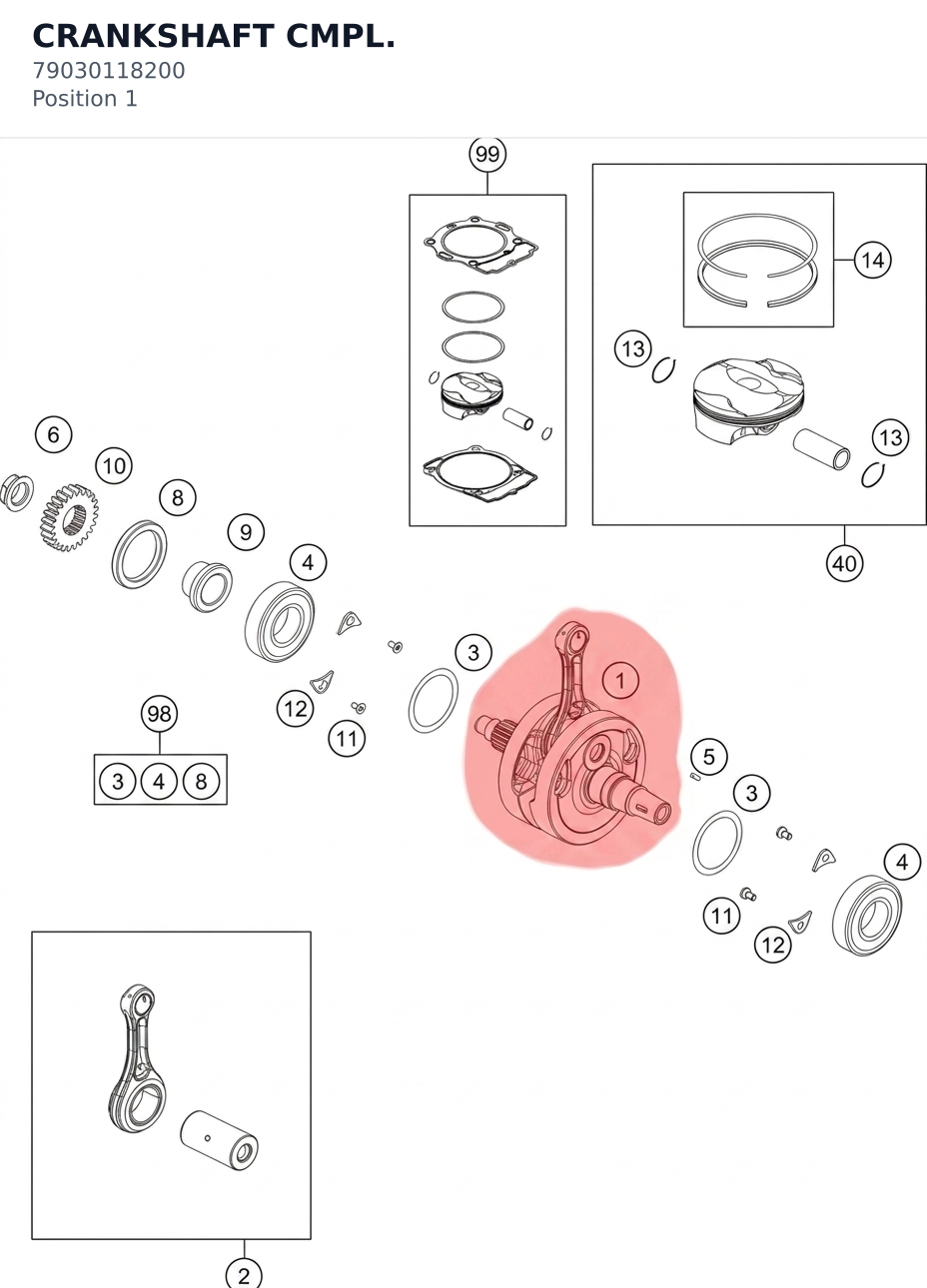 Diagram preview: CRANKSHAFT CMPL. (79030118200)