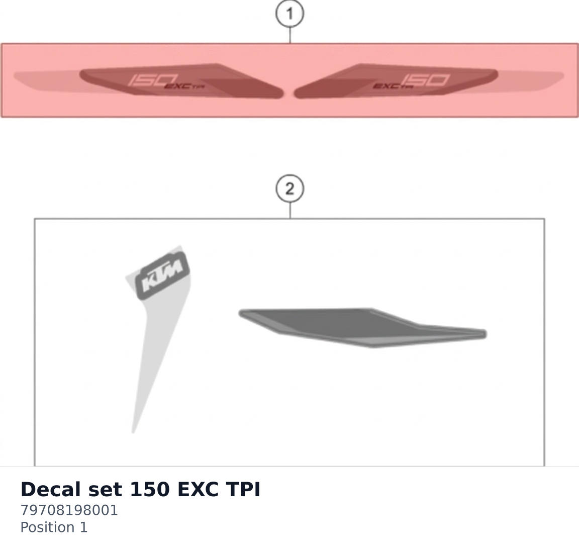 Diagram preview: Decal set 150 EXC TPI (79708198001)