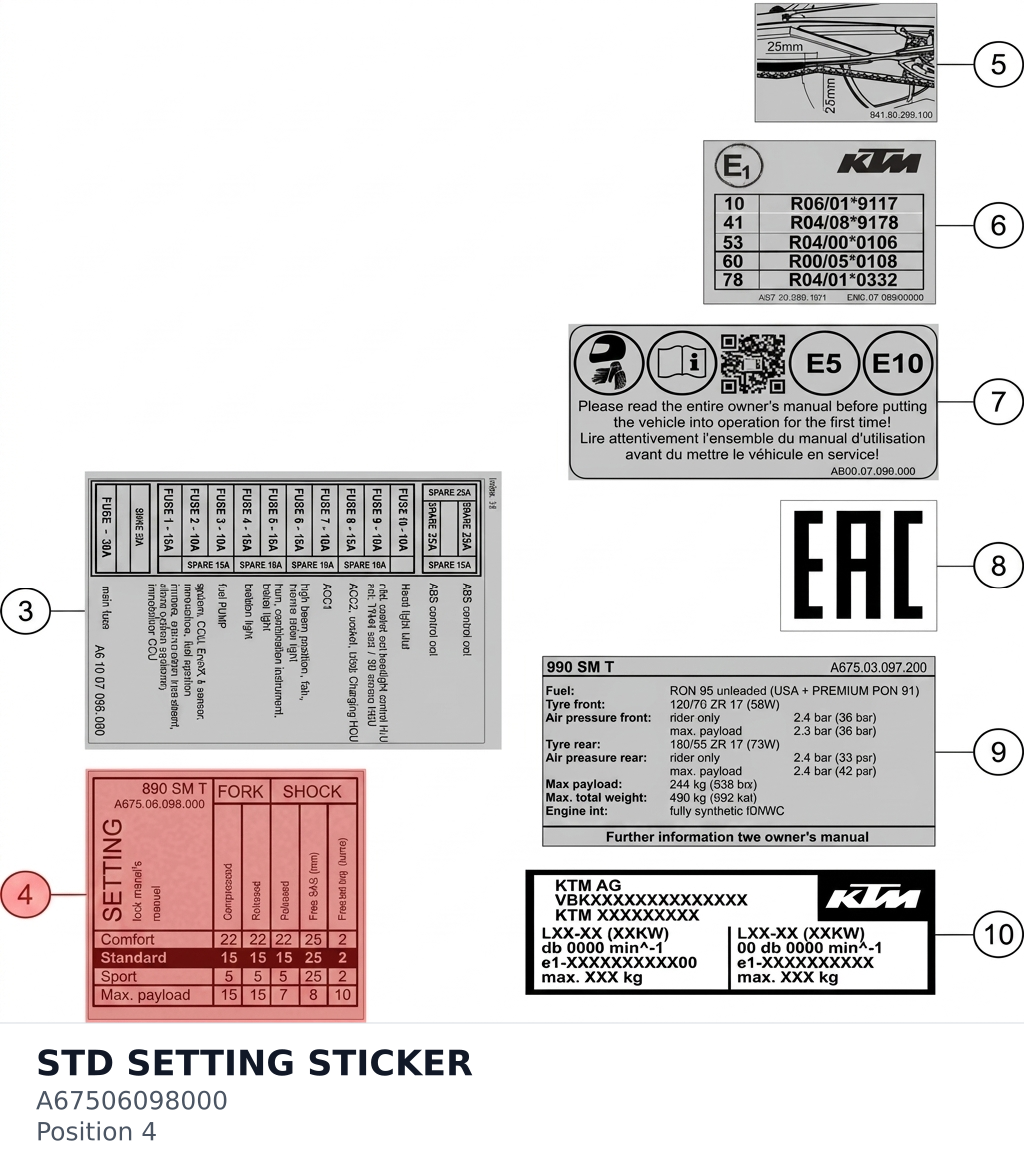 Diagram preview: STD SETTING STICKER (A67506098000)