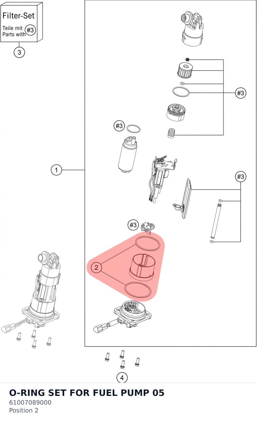 Diagram preview: O-RING SET FOR FUEL PUMP 05 (61007089000)