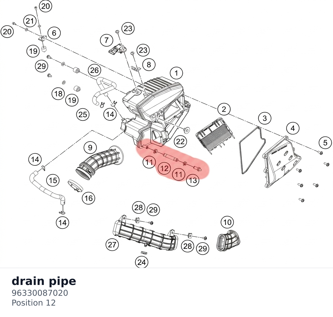 Diagram preview: drain pipe (96330087020)