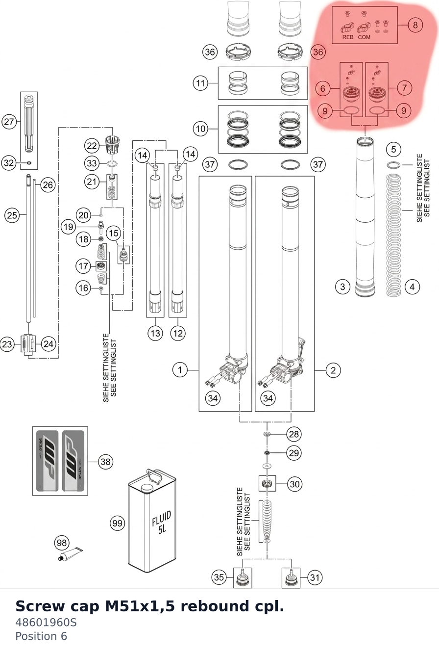 Diagram preview: Screw cap M51x1,5 rebound cpl. (48601960S)