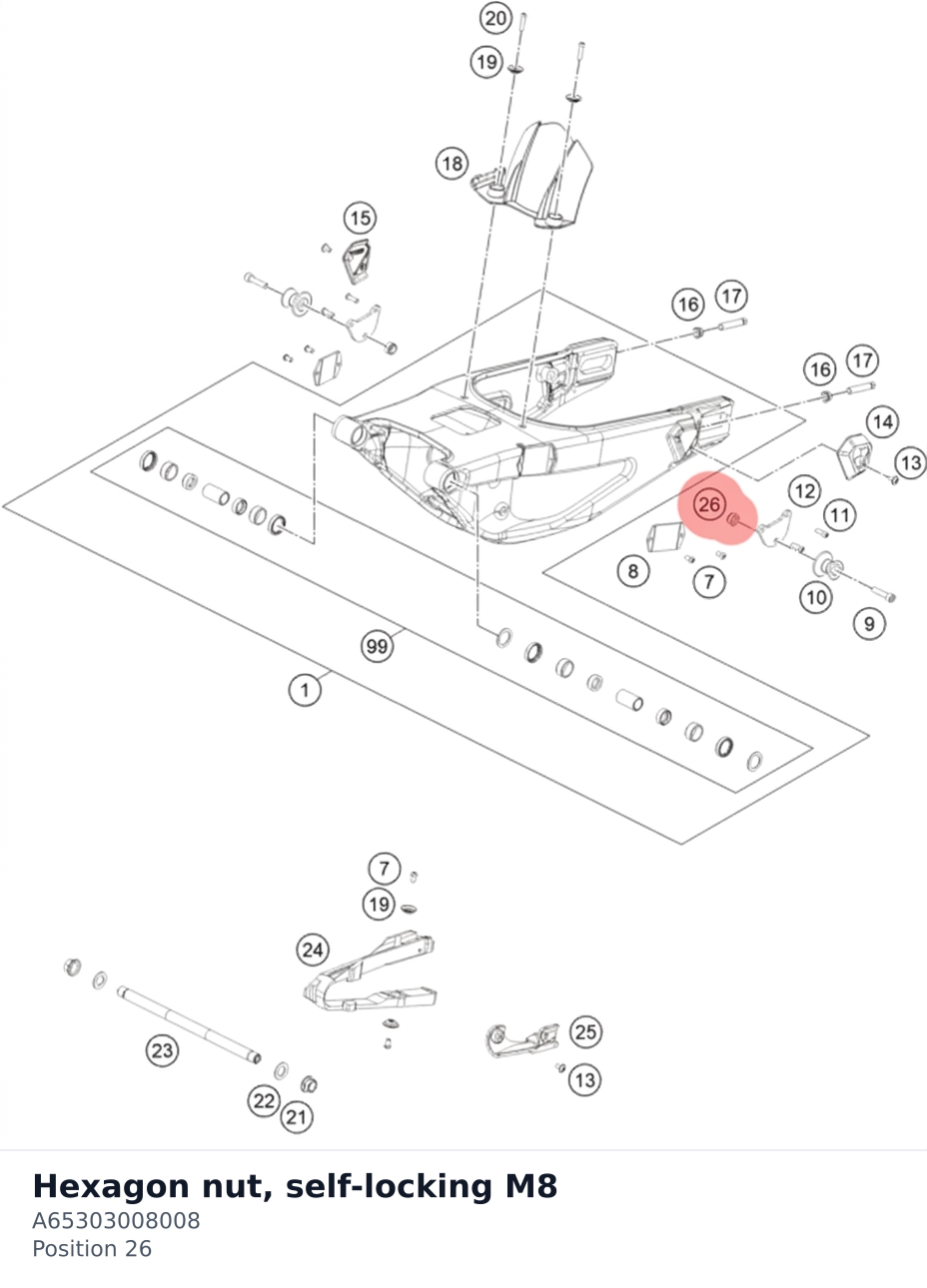 Diagram preview: Hexagon nut, self-locking M8 (A65303008008)