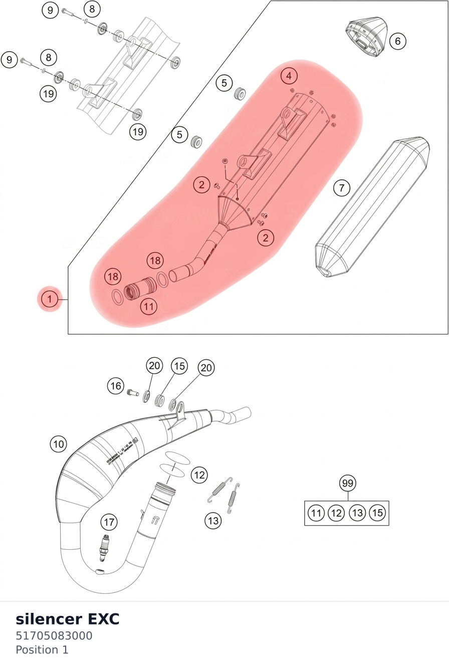 Diagram preview: silencer EXC (51705083000)