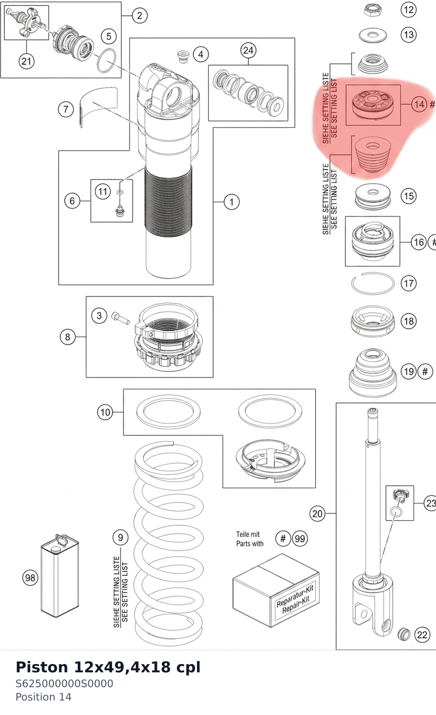 Diagram preview: Piston 12x49,4x18 cpl (S625000000S0000)