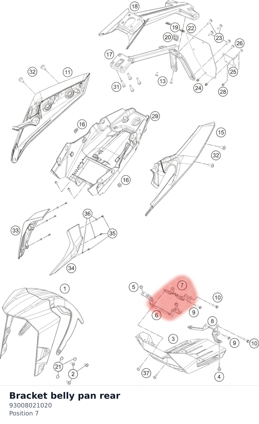 Diagram preview: Bracket belly pan rear (93008021020)