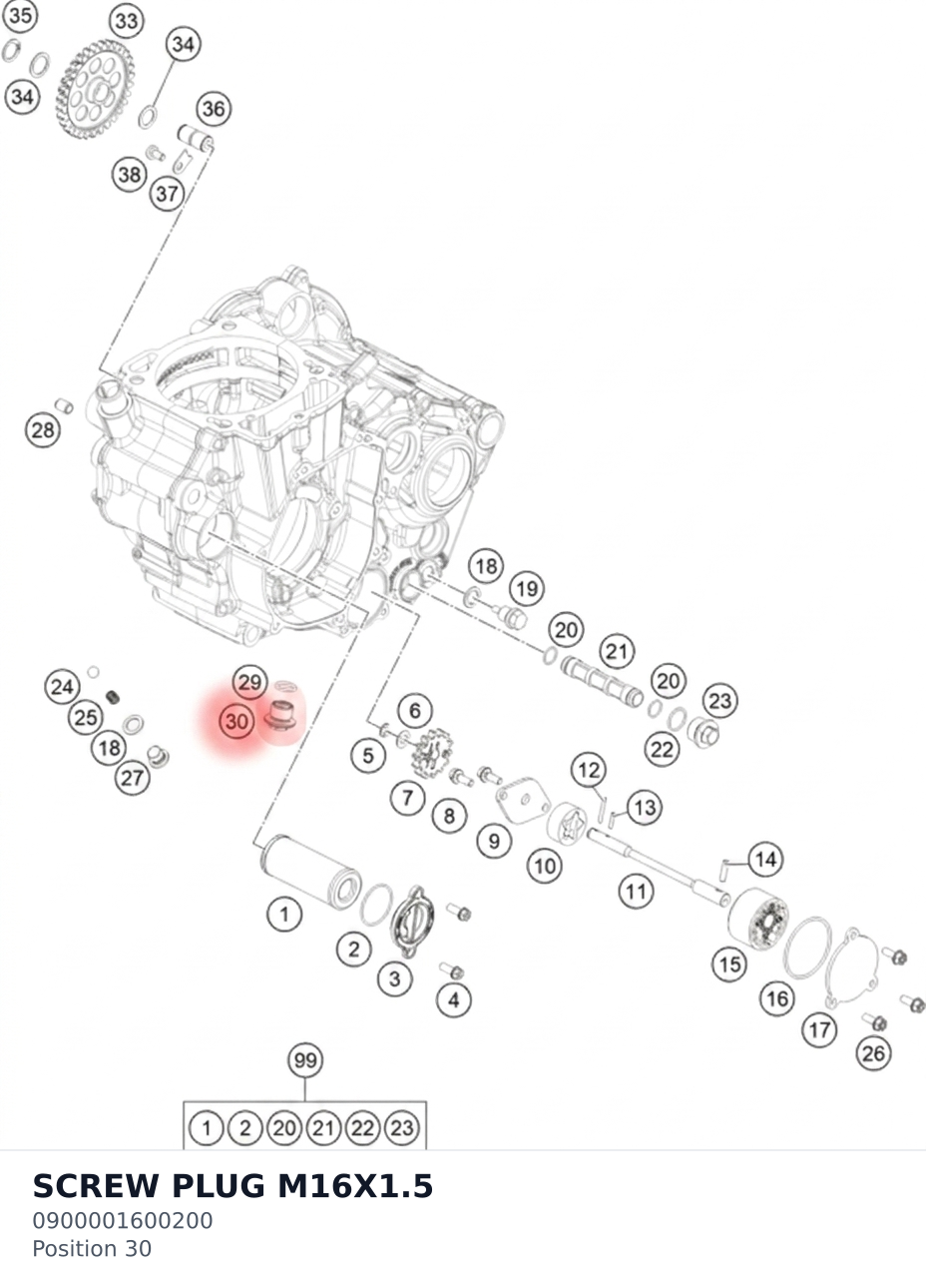 Diagram preview: SCREW PLUG M16X1.5 (0900001600200)