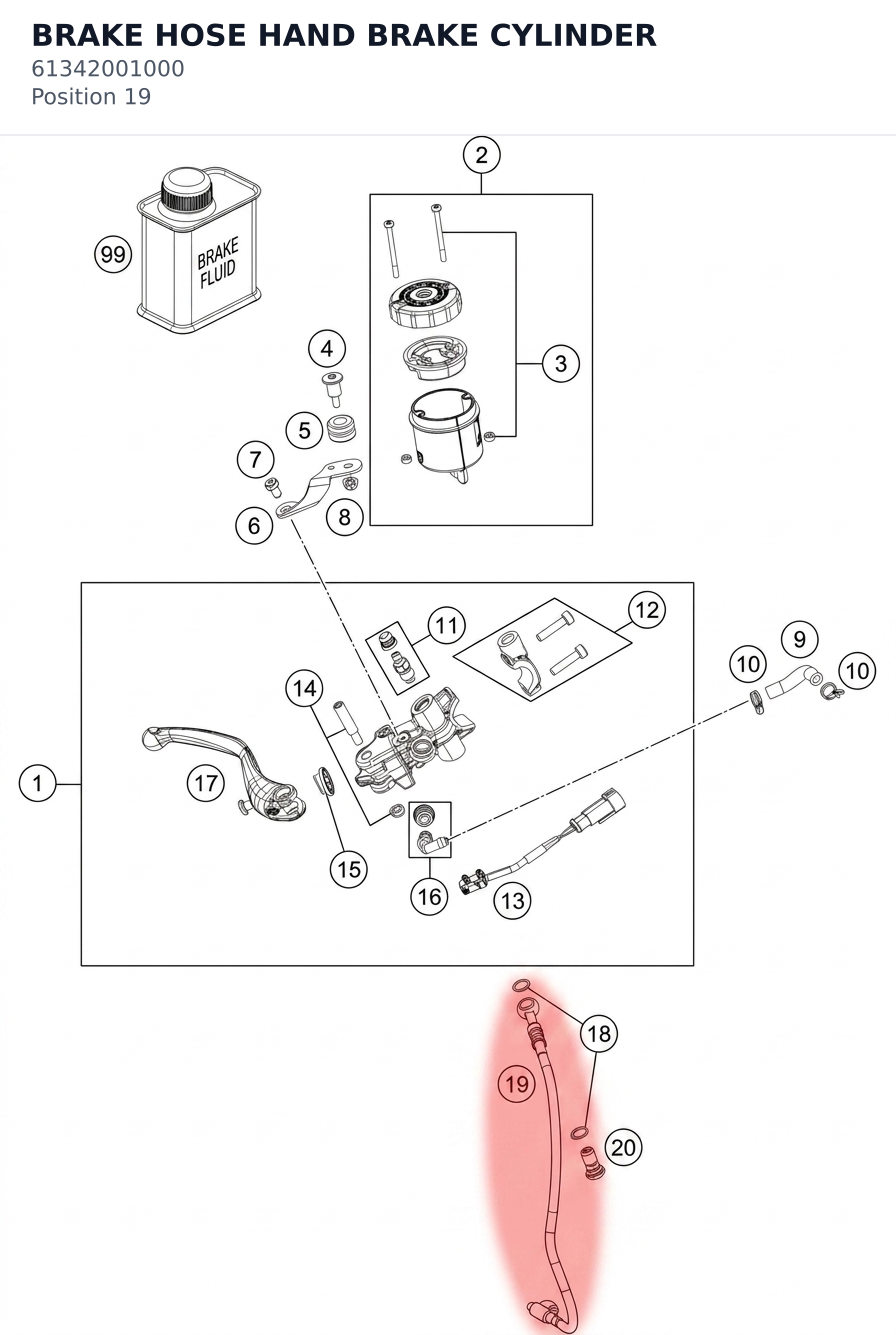 Diagram preview: BRAKE HOSE HAND BRAKE CYLINDER (61342001000)