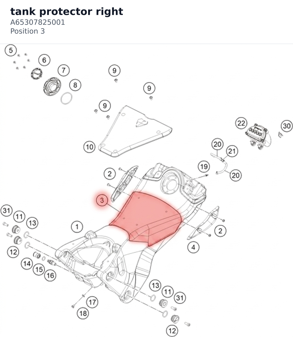Diagram preview: tank protector right (A65307825001)