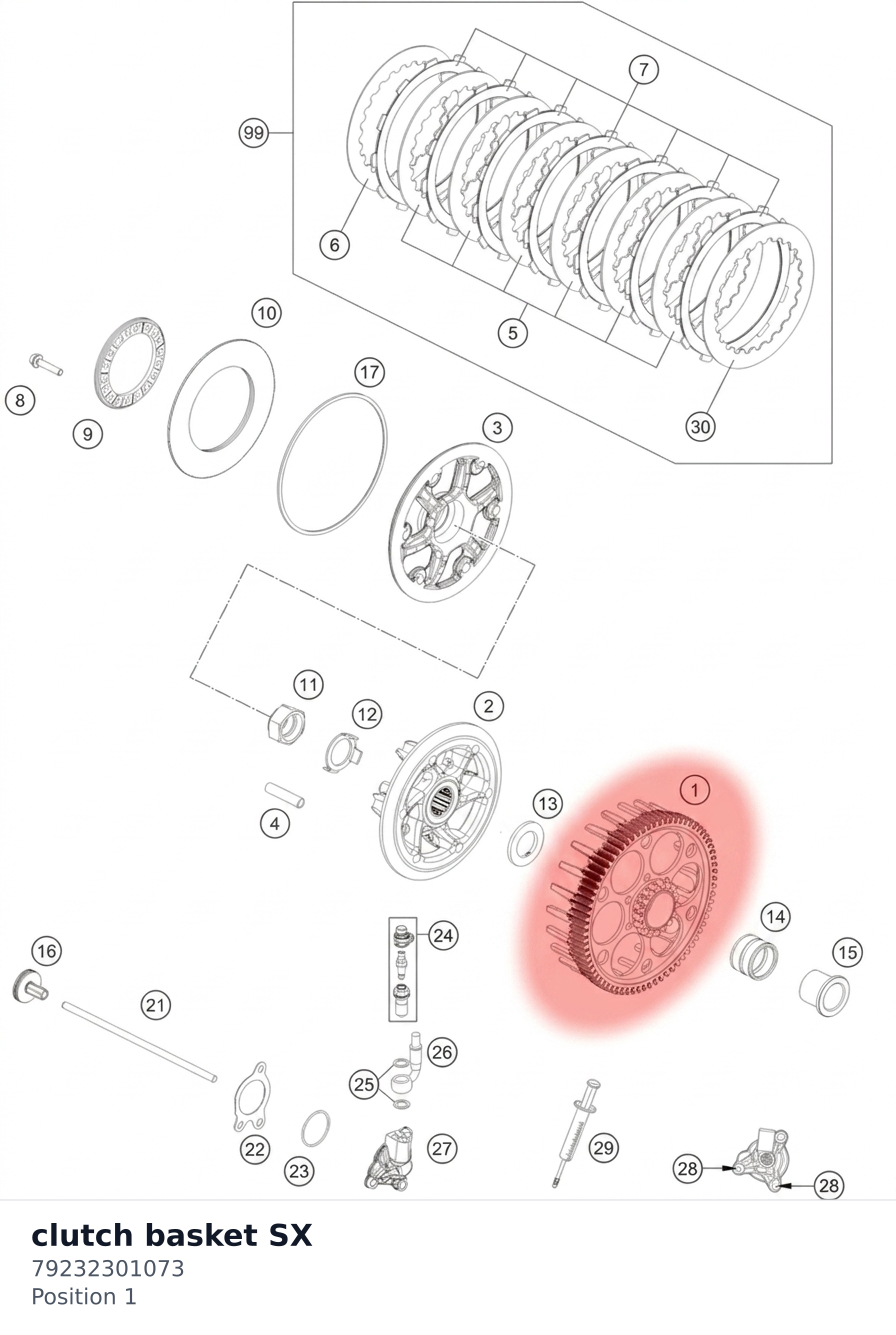 Diagram preview: clutch basket SX (79232301073)