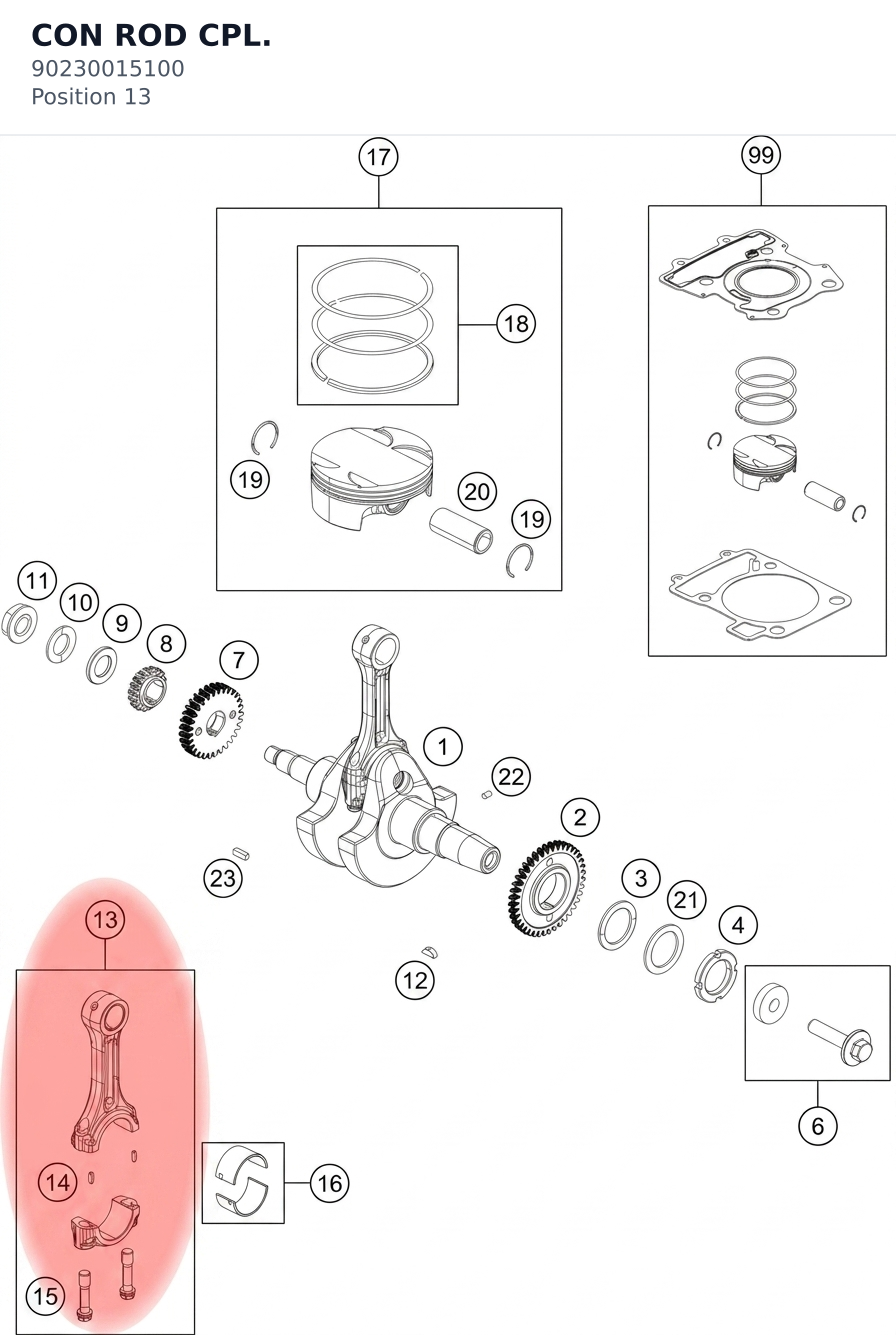 Diagram preview: CON ROD CPL. (90230015100)
