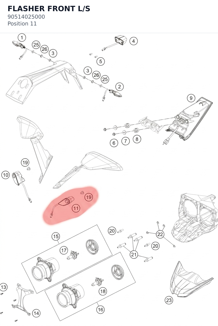 Diagram preview: FLASHER FRONT L/S (90514025000)