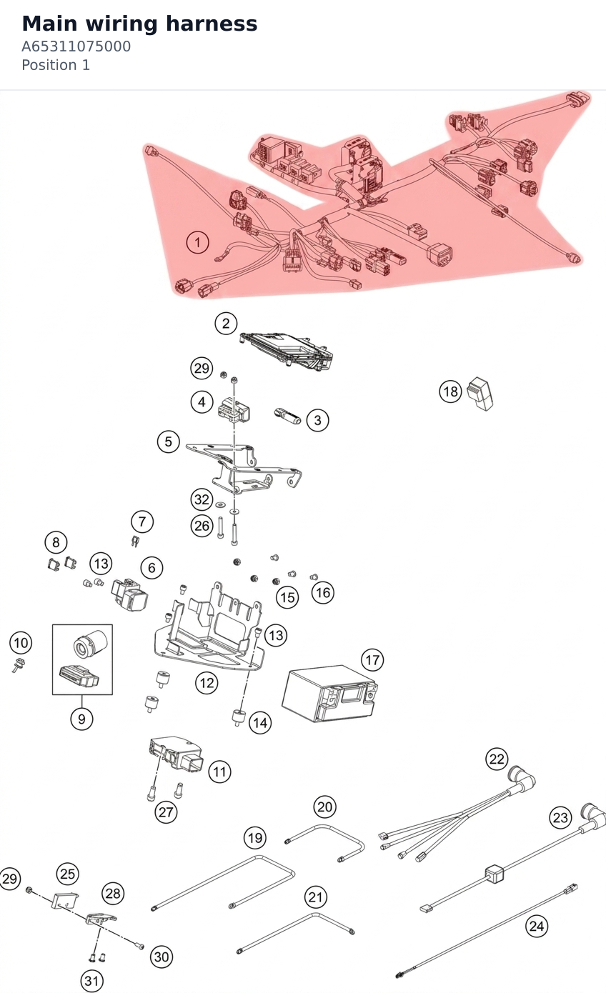 Diagram preview: Main wiring harness (A65311075000)