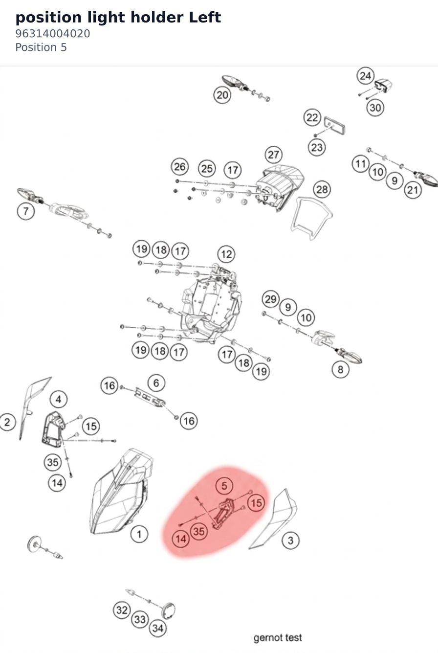 Diagram preview: position light holder Left (96314004020)
