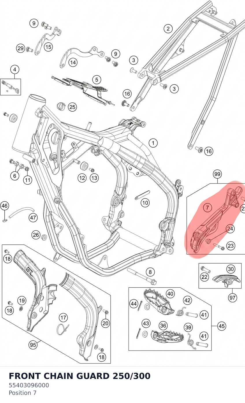 Diagram preview: FRONT CHAIN GUARD 250/300 (55403096000)