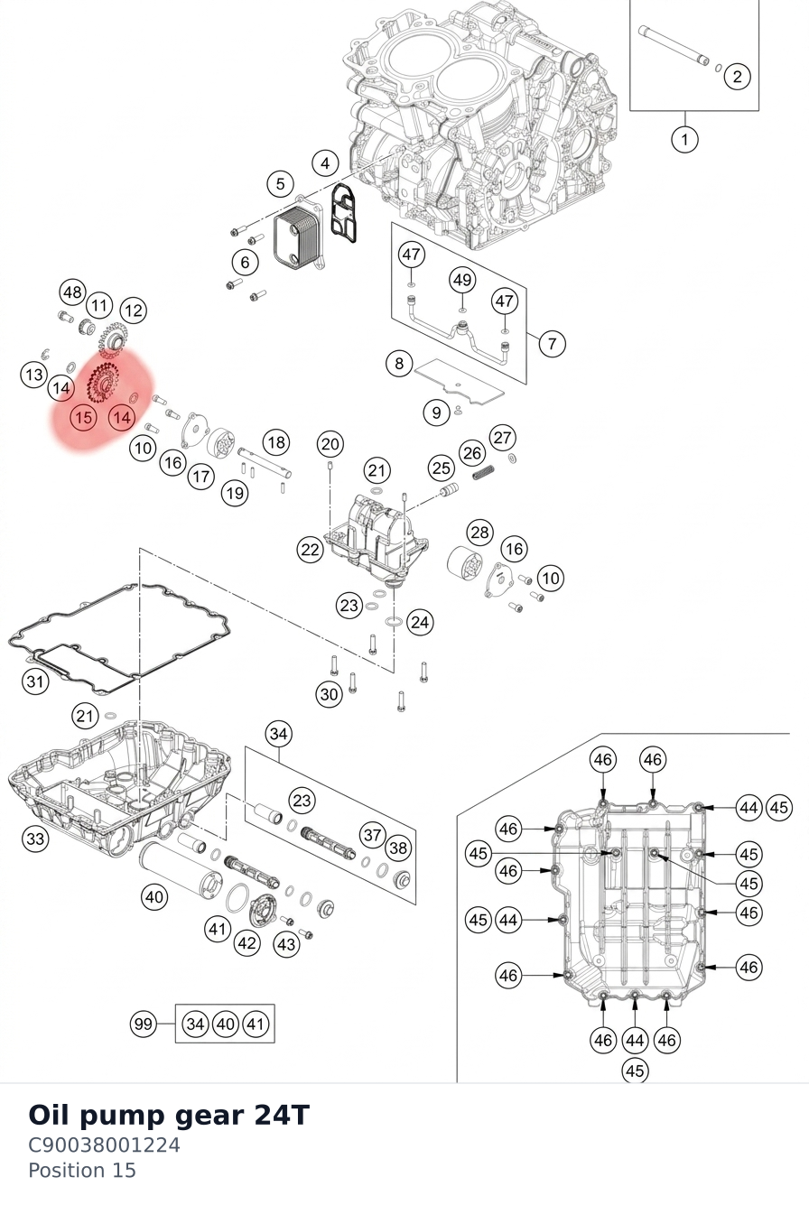 Diagram preview: Oil pump gear 24T (C90038001224)
