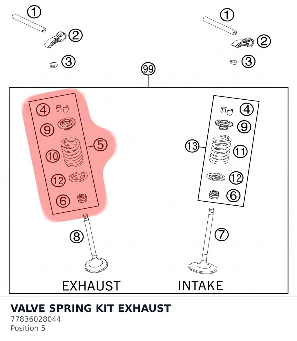 Diagram preview: VALVE SPRING KIT EXHAUST (77836028044)