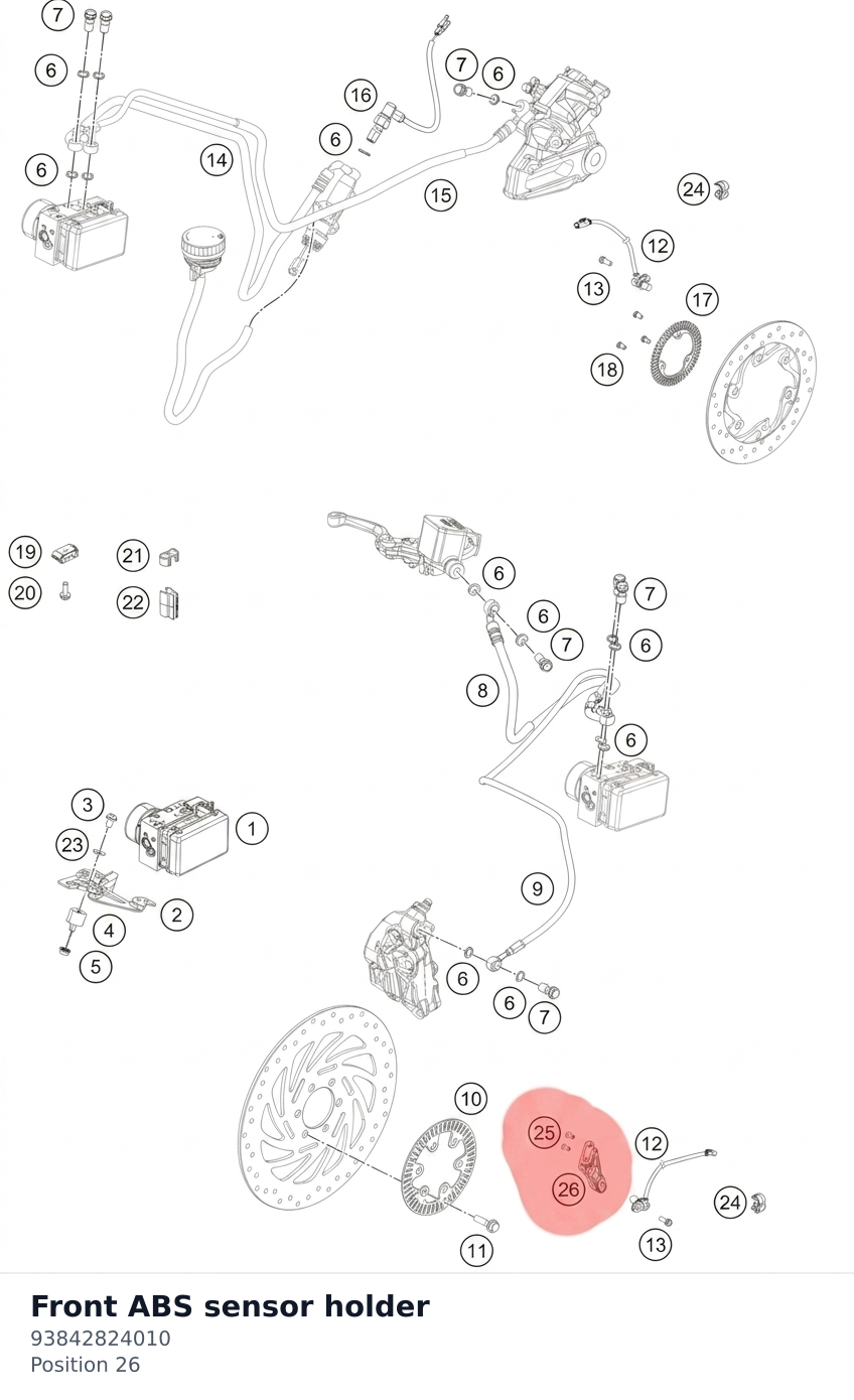 Diagram preview: Front ABS sensor holder (93842824010)