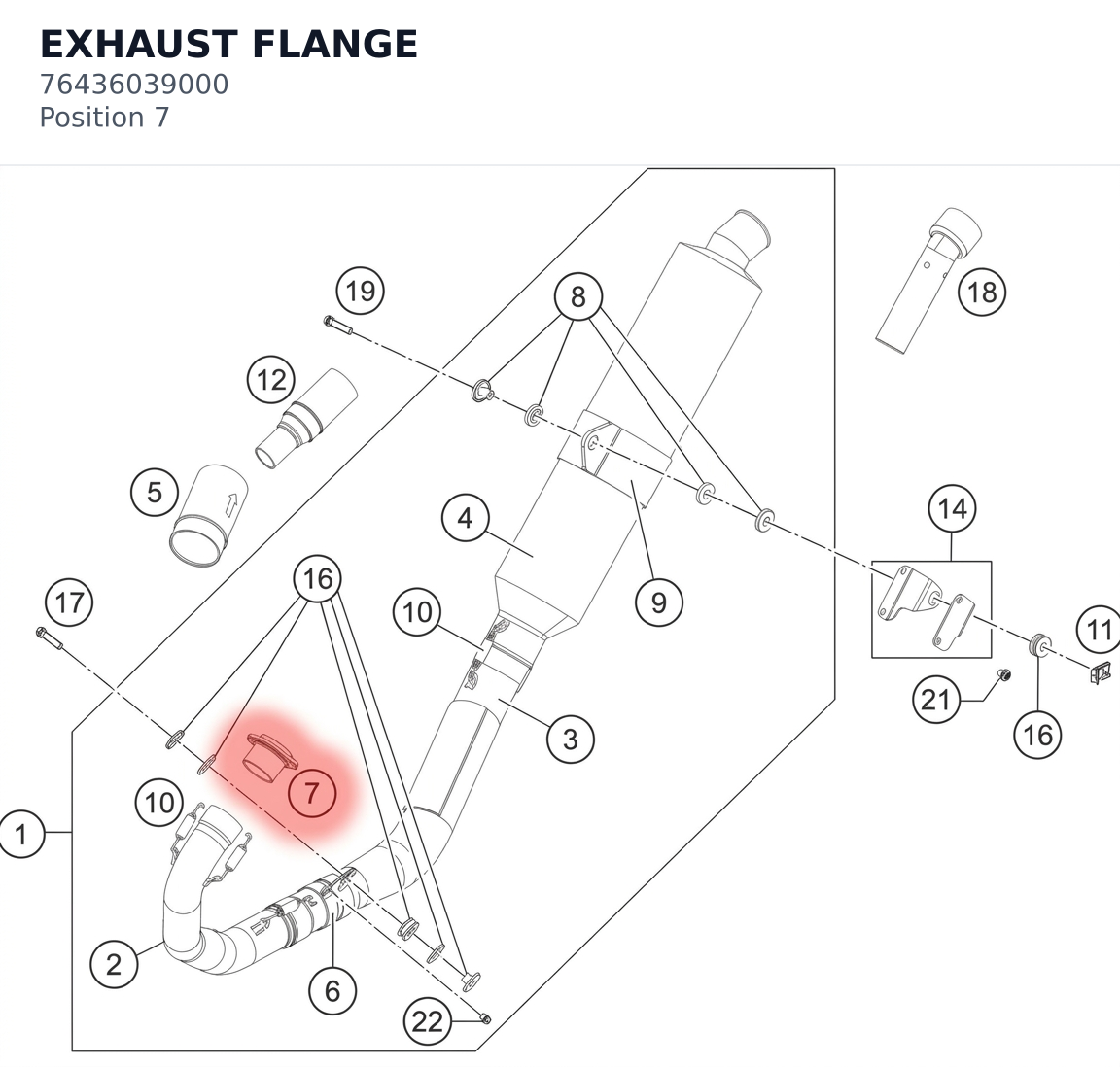 Diagram preview: EXHAUST FLANGE (76436039000)