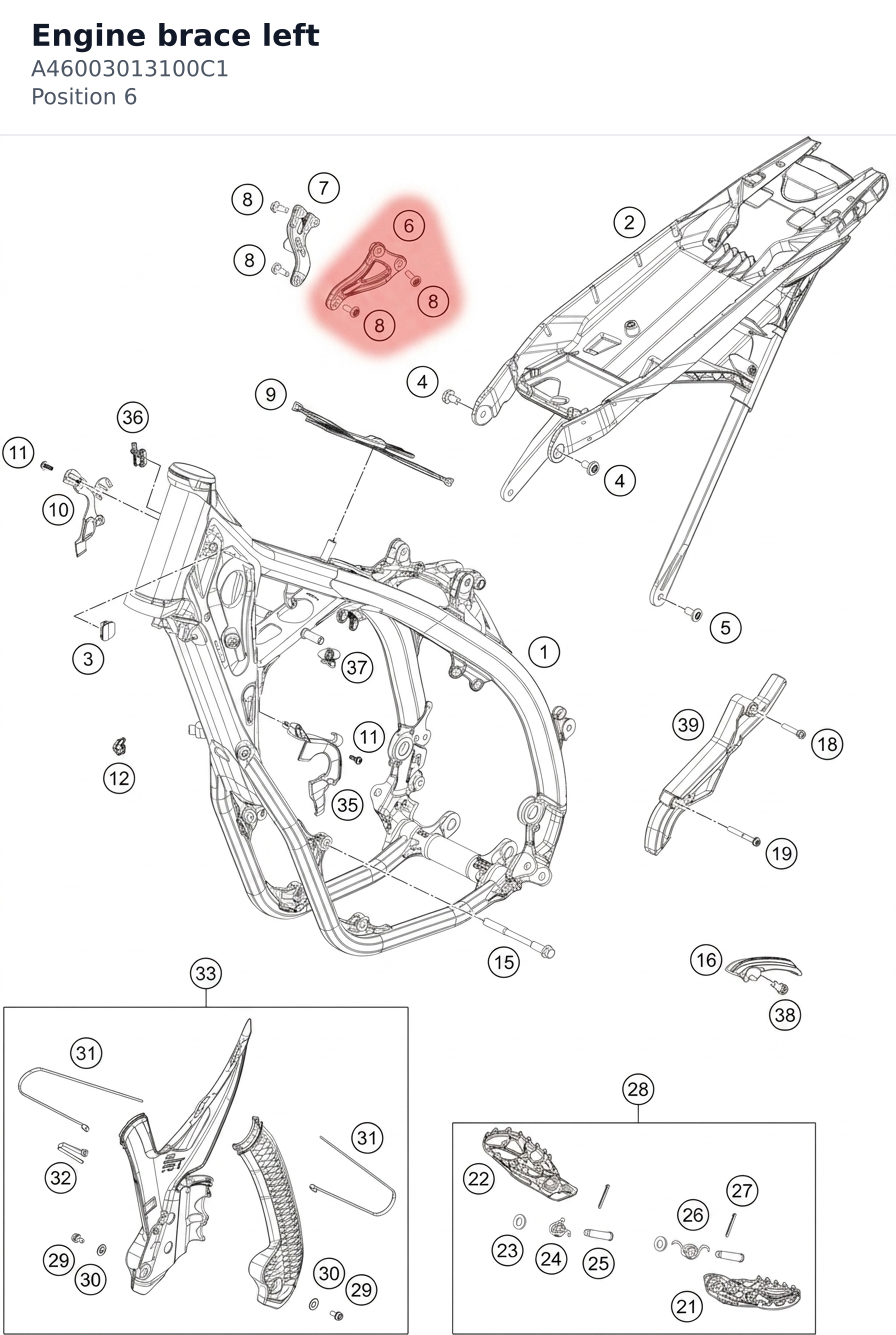 Diagram preview: Engine brace left (A46003013100C1)
