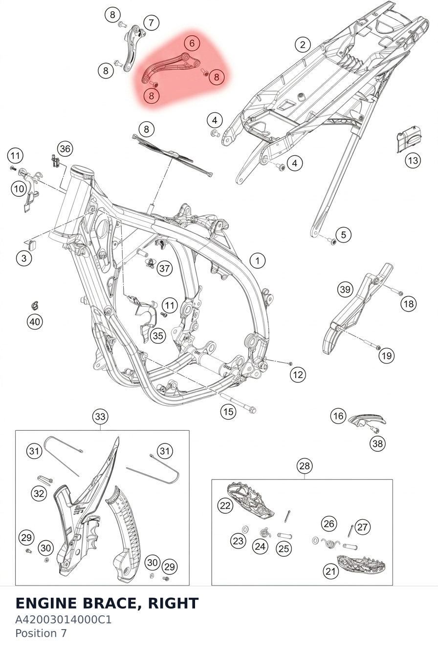 Diagram preview: ENGINE BRACE, RIGHT (A42003014000C1)