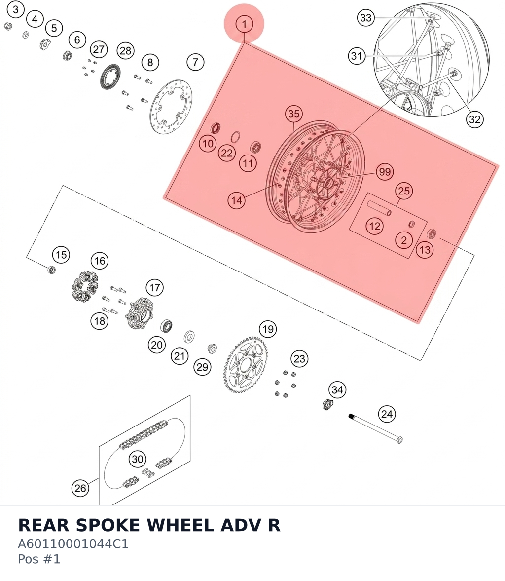 Diagram preview: REAR SPOKE WHEEL ADV R (A60110001044C1)