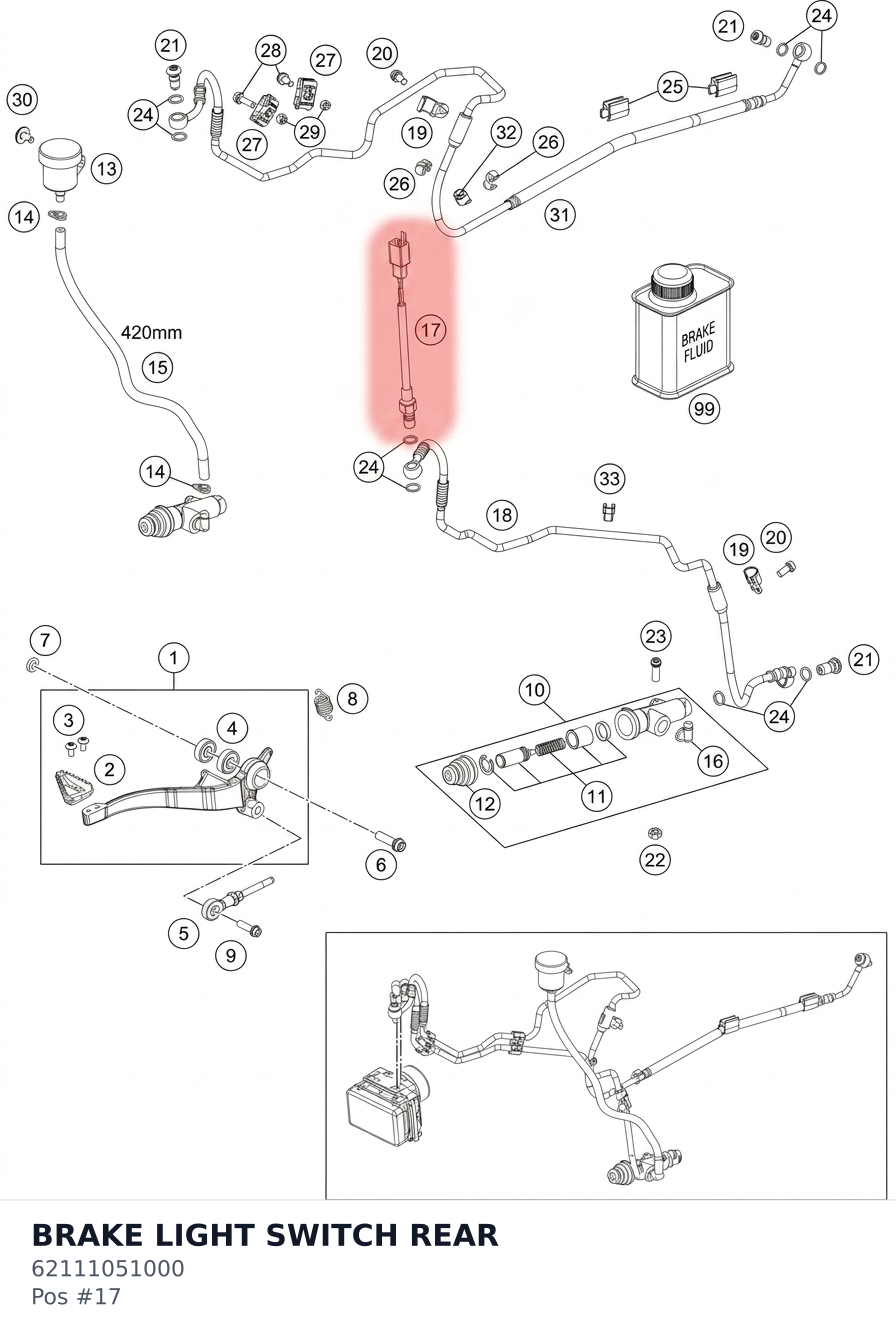 Diagram preview: BRAKE LIGHT SWITCH REAR (62111051000)