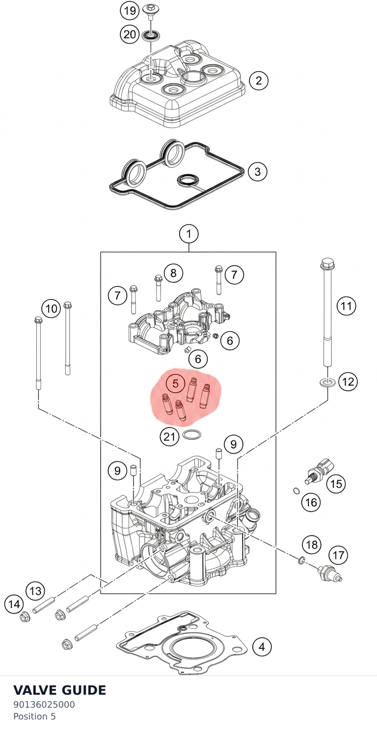 Diagram preview: VALVE GUIDE (90136025000)