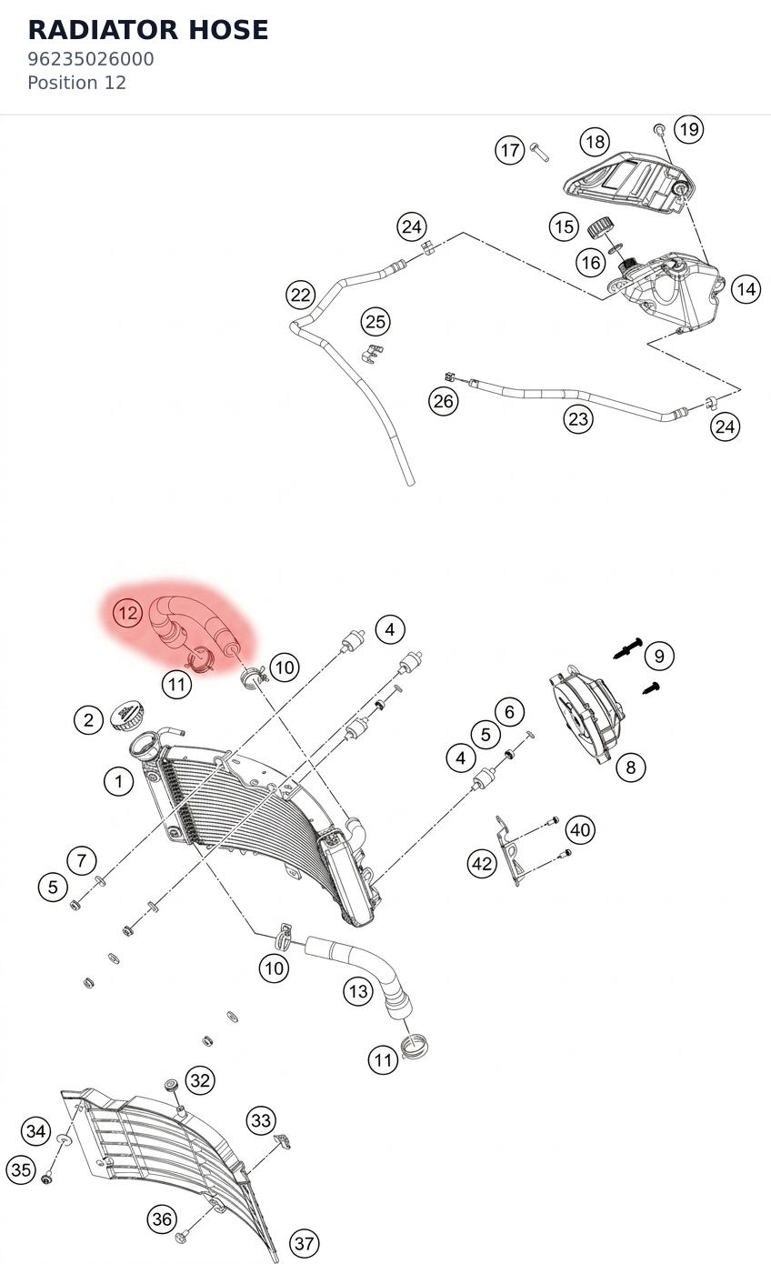 Diagram preview: RADIATOR HOSE (96235026000)
