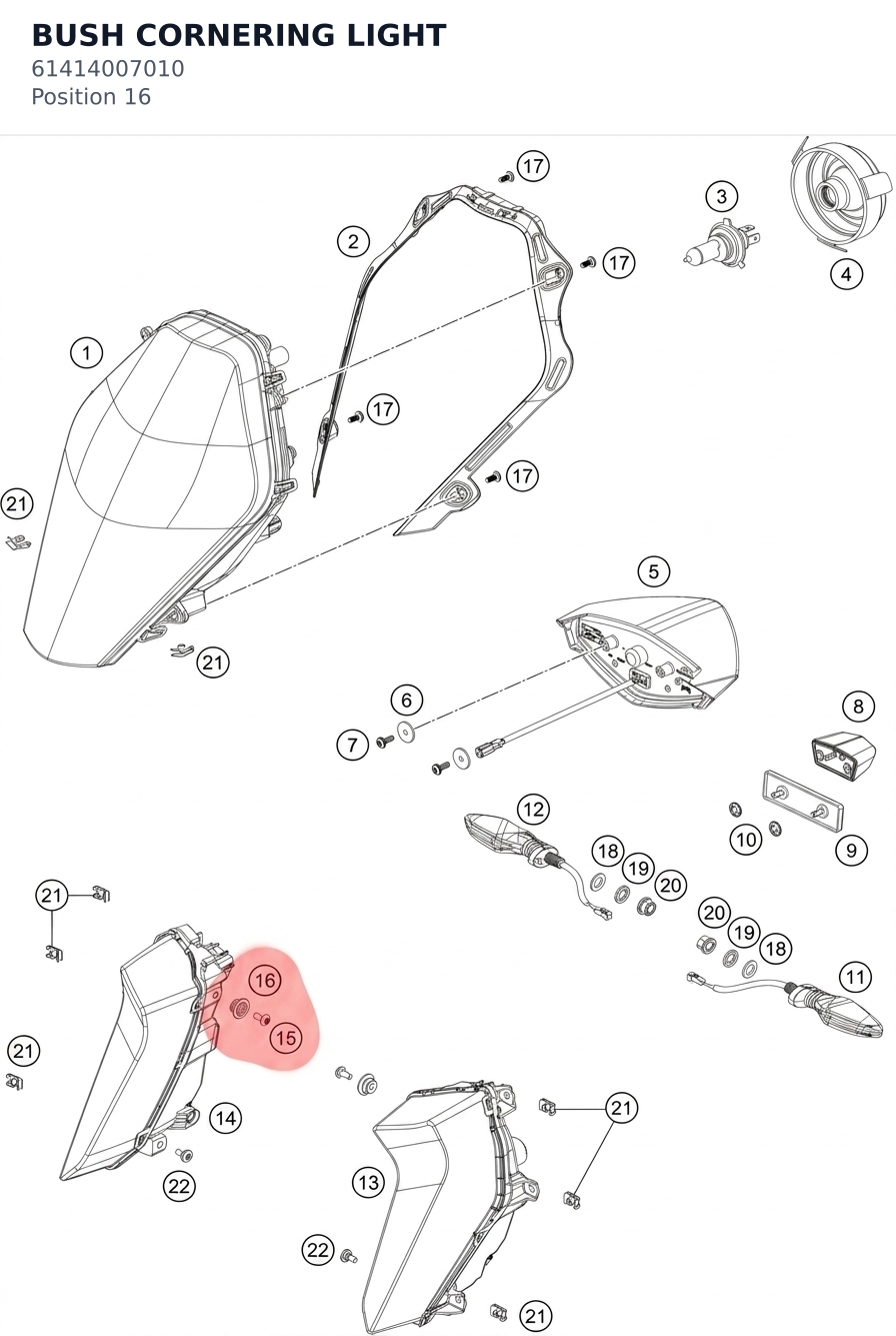 Diagram preview: BUSH CORNERING LIGHT (61414007010)