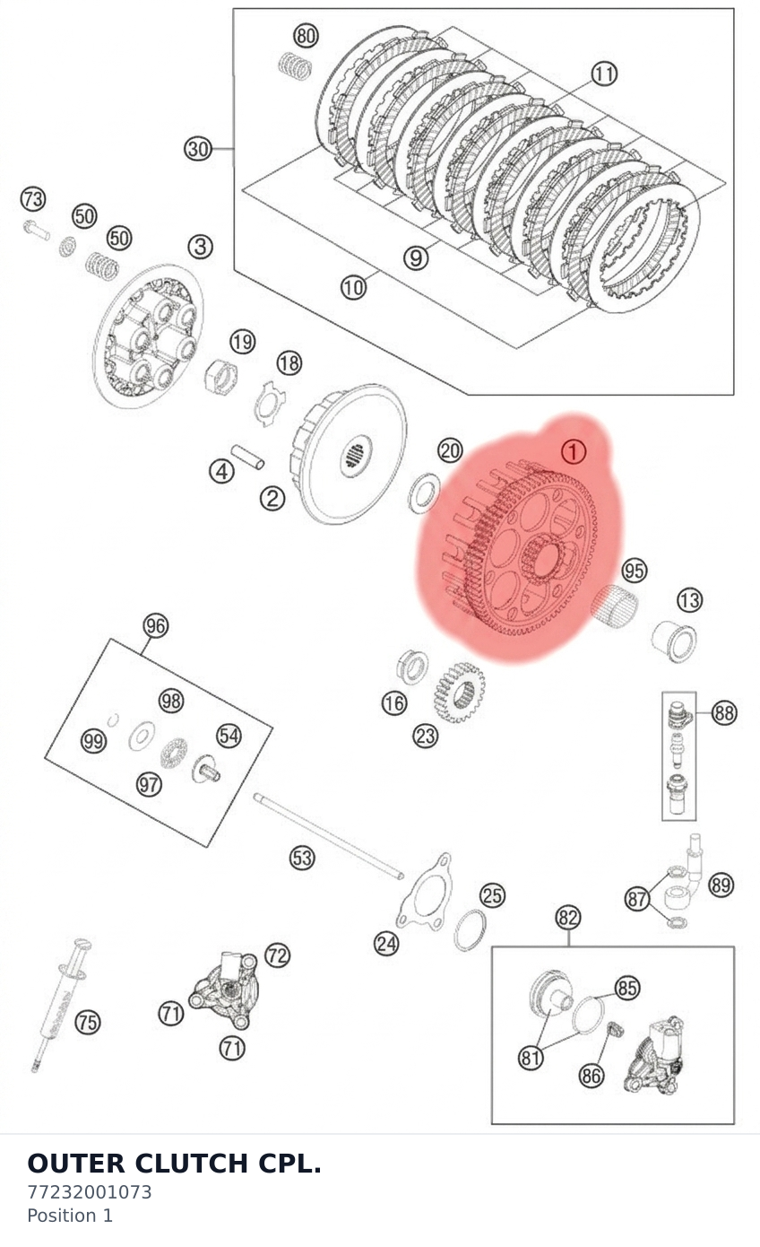 Diagram preview: OUTER CLUTCH CPL. (77232001073)