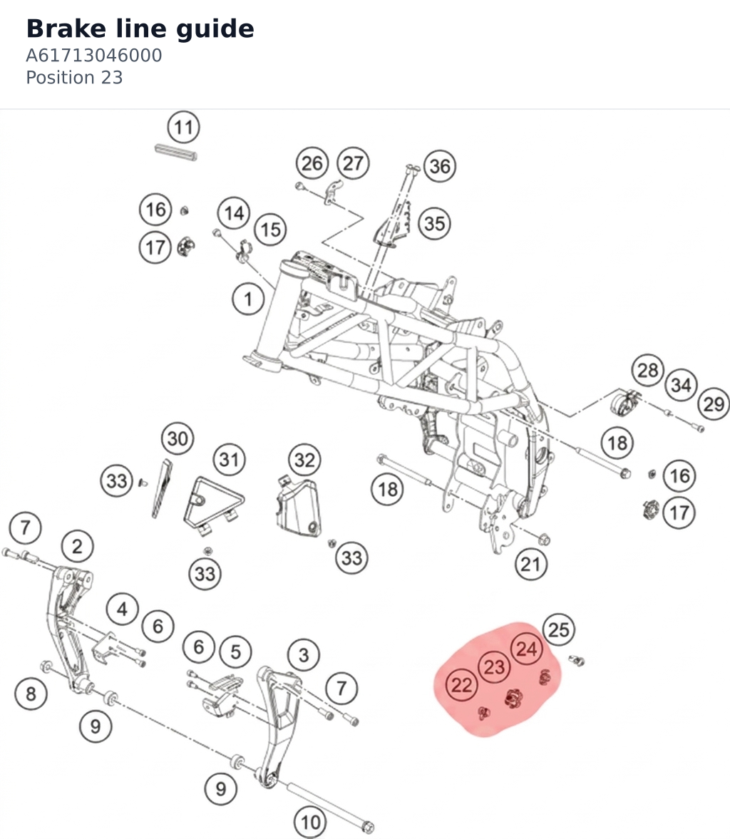Diagram preview: Brake line guide (A61713046000)