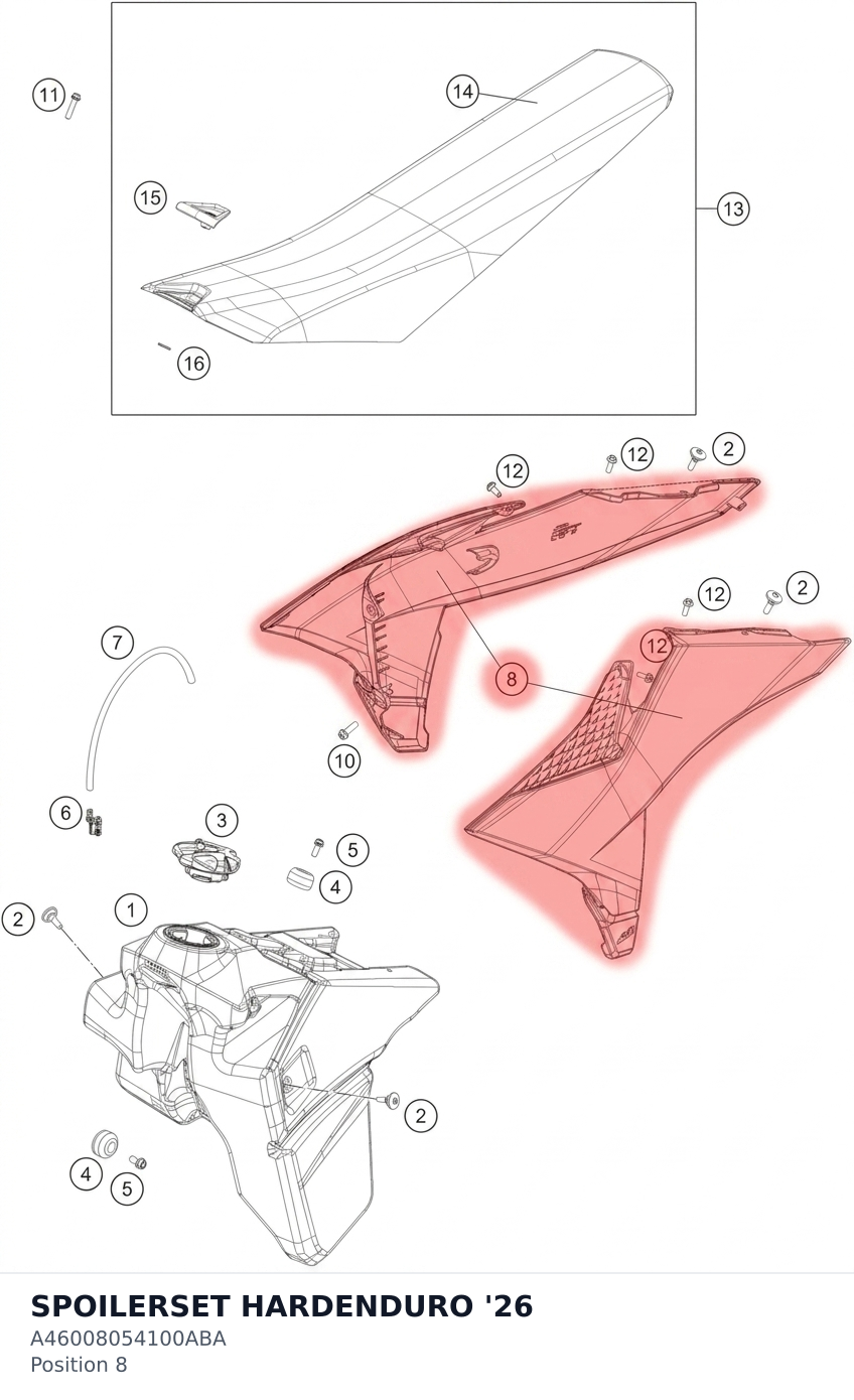Diagram preview: SPOILERSET HARDENDURO '26 (A46008054100ABA)