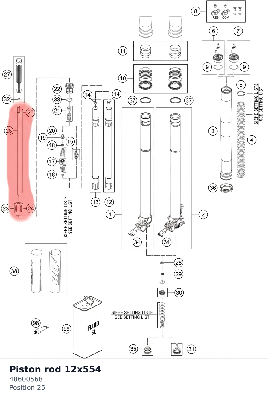 Diagram preview: Piston rod 12x554 (48600568)