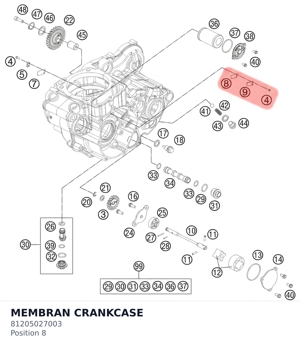 Diagram preview: MEMBRAN CRANKCASE (81205027003)