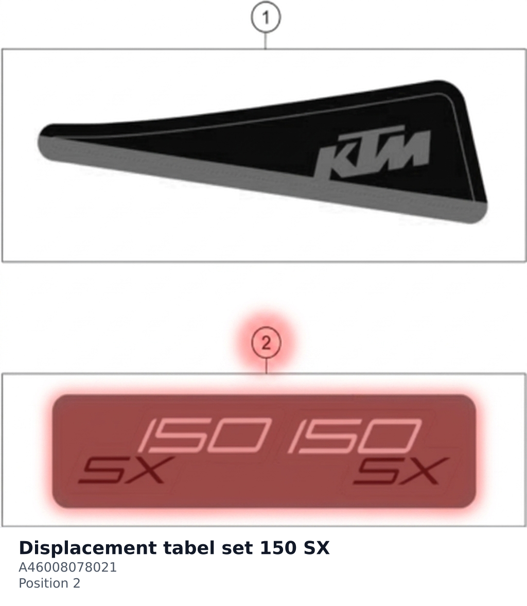 Diagram preview: Displacement tabel set 150 SX (A46008078021)