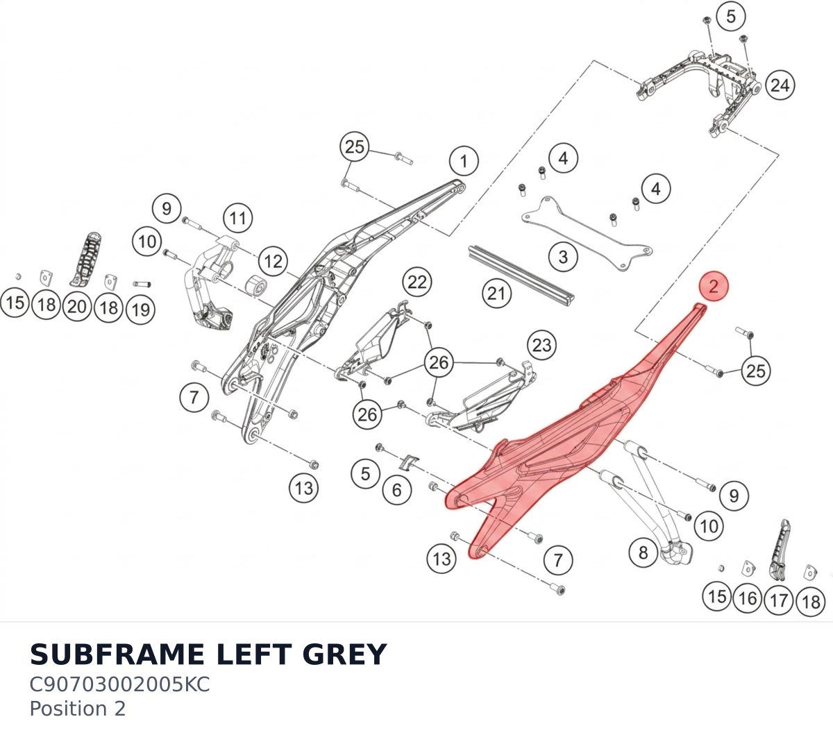 Diagram preview: SUBFRAME LEFT GREY (C90703002005KC)