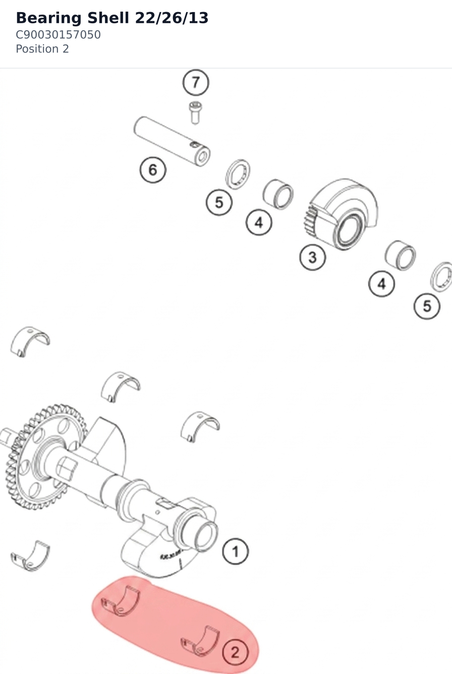 Diagram preview: Bearing Shell 22/26/13 (C90030157050)