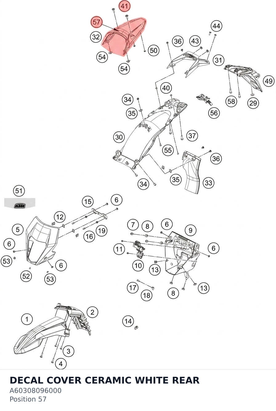 Diagram preview: DECAL COVER CERAMIC WHITE REAR (A60308096000)