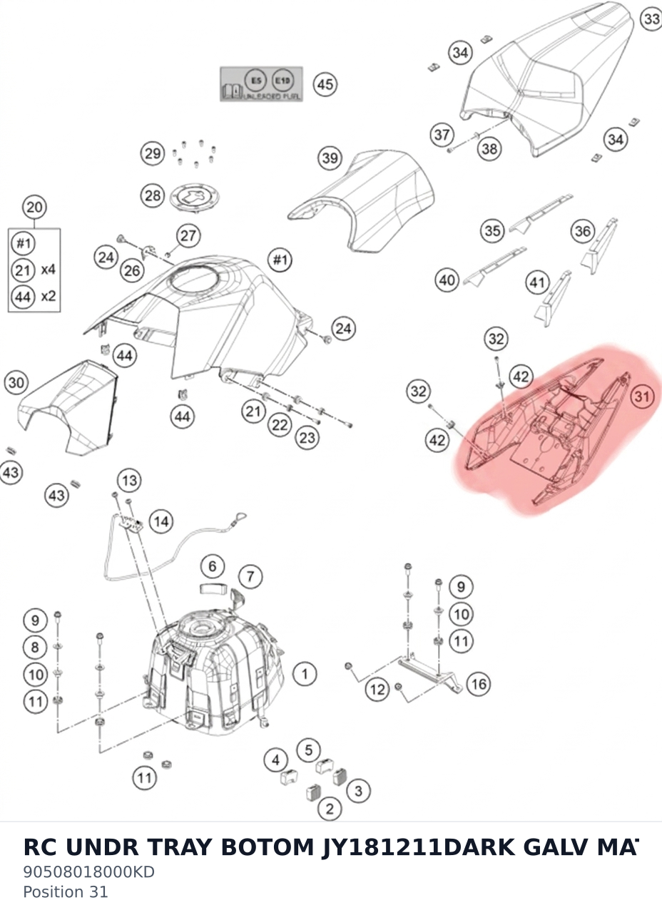 Diagram preview: RC UNDR TRAY BOTOM JY181211DARK GALV MAT (90508018000KD)