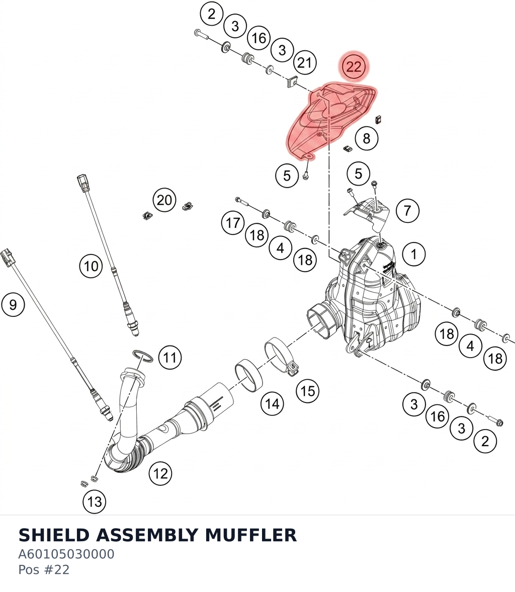 Diagram preview: SHIELD ASSEMBLY MUFFLER (A60105030000)