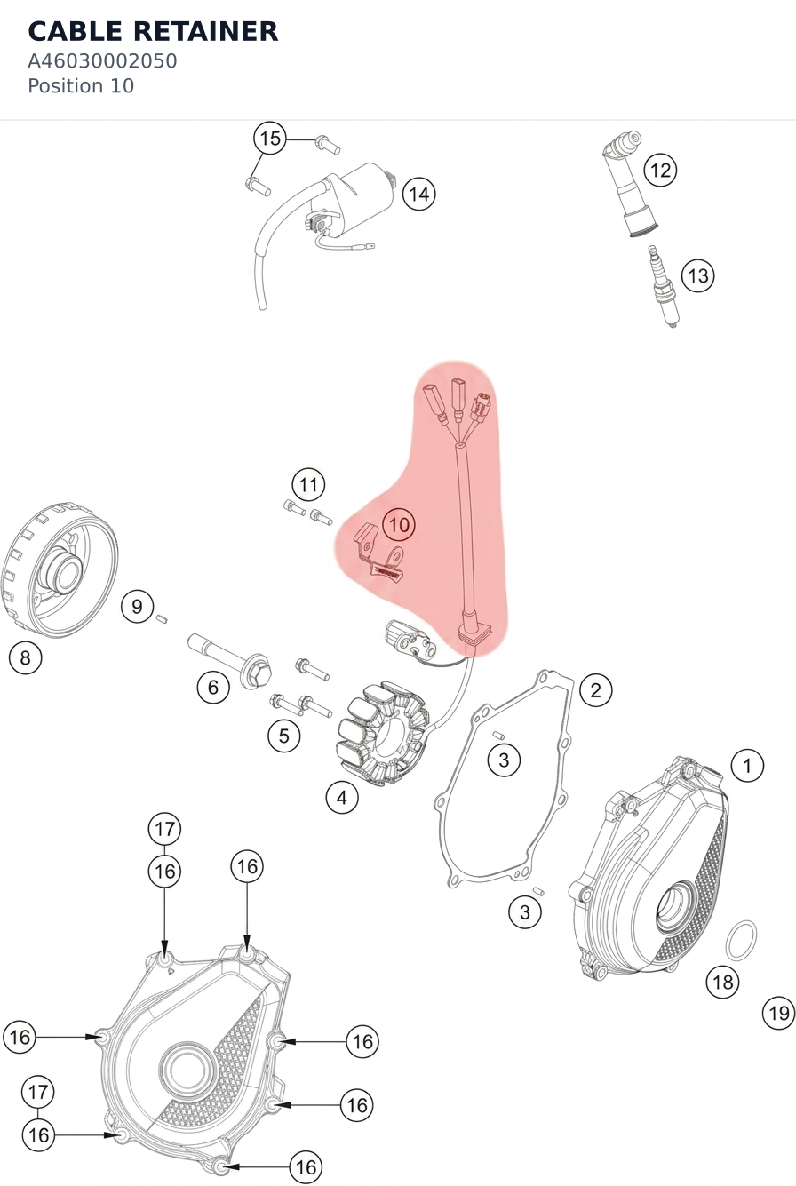Diagram preview: CABLE RETAINER (A46030002050)