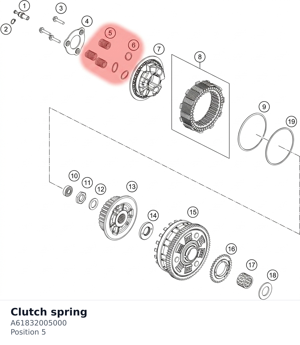 Diagram preview: Clutch spring (A61832005000)