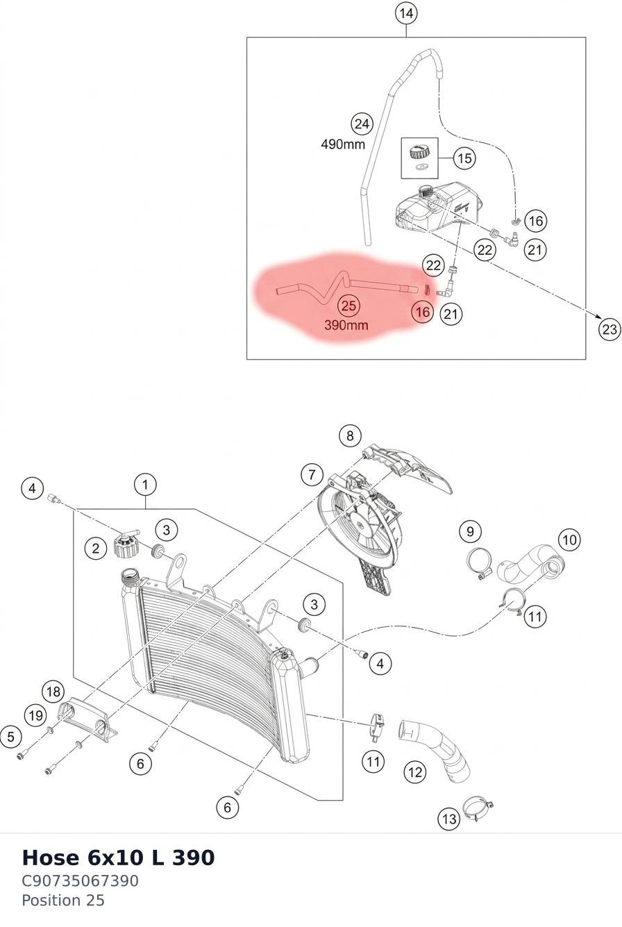 Diagram preview: Hose 6x10 L 390 (C90735067390)
