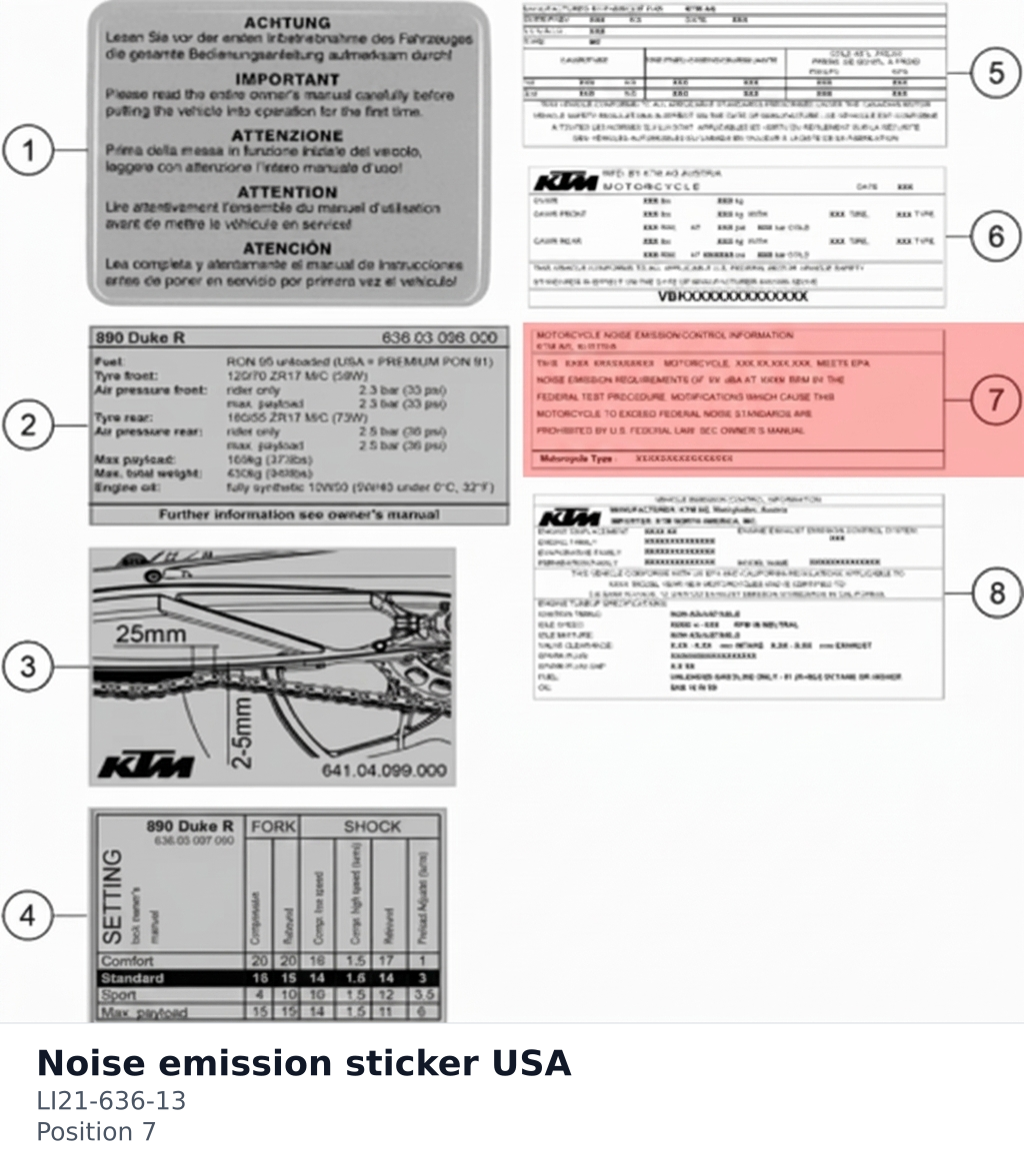 Diagram preview: Noise emission sticker USA (LI21-636-13)