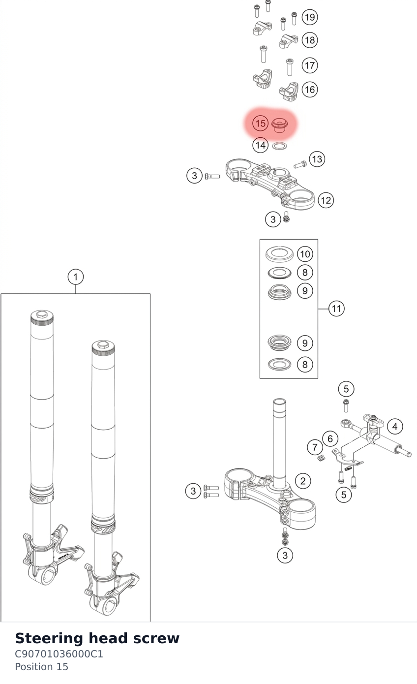 Diagram preview: Steering head screw (C90701036000C1)