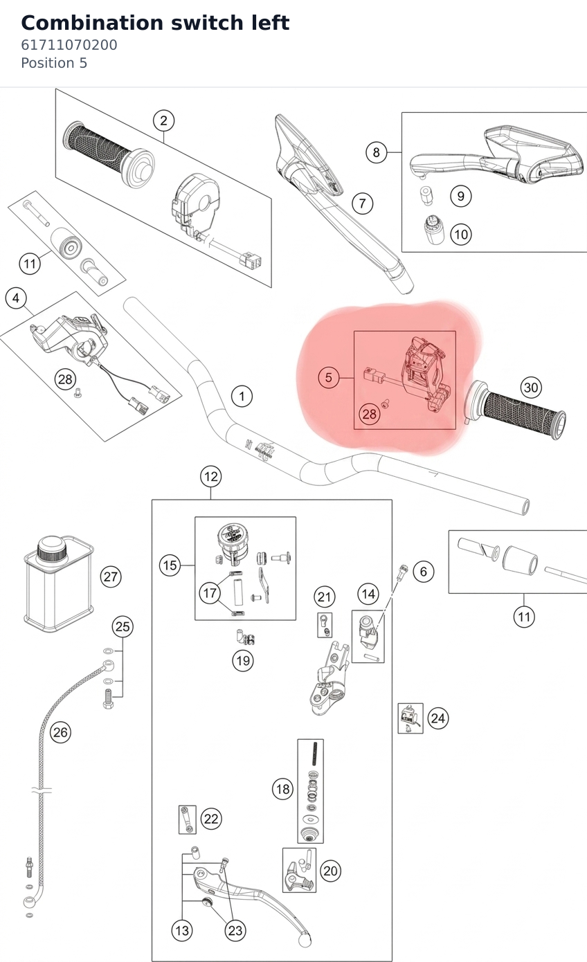 Diagram preview: Combination switch left (61711070200)